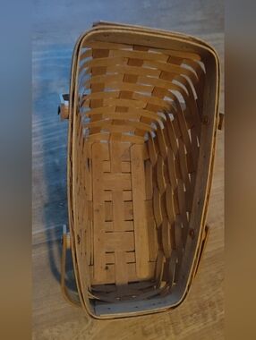 Longaberger Handwoven Rectangular Wooden Picnic Basket - Natural Brown 1987